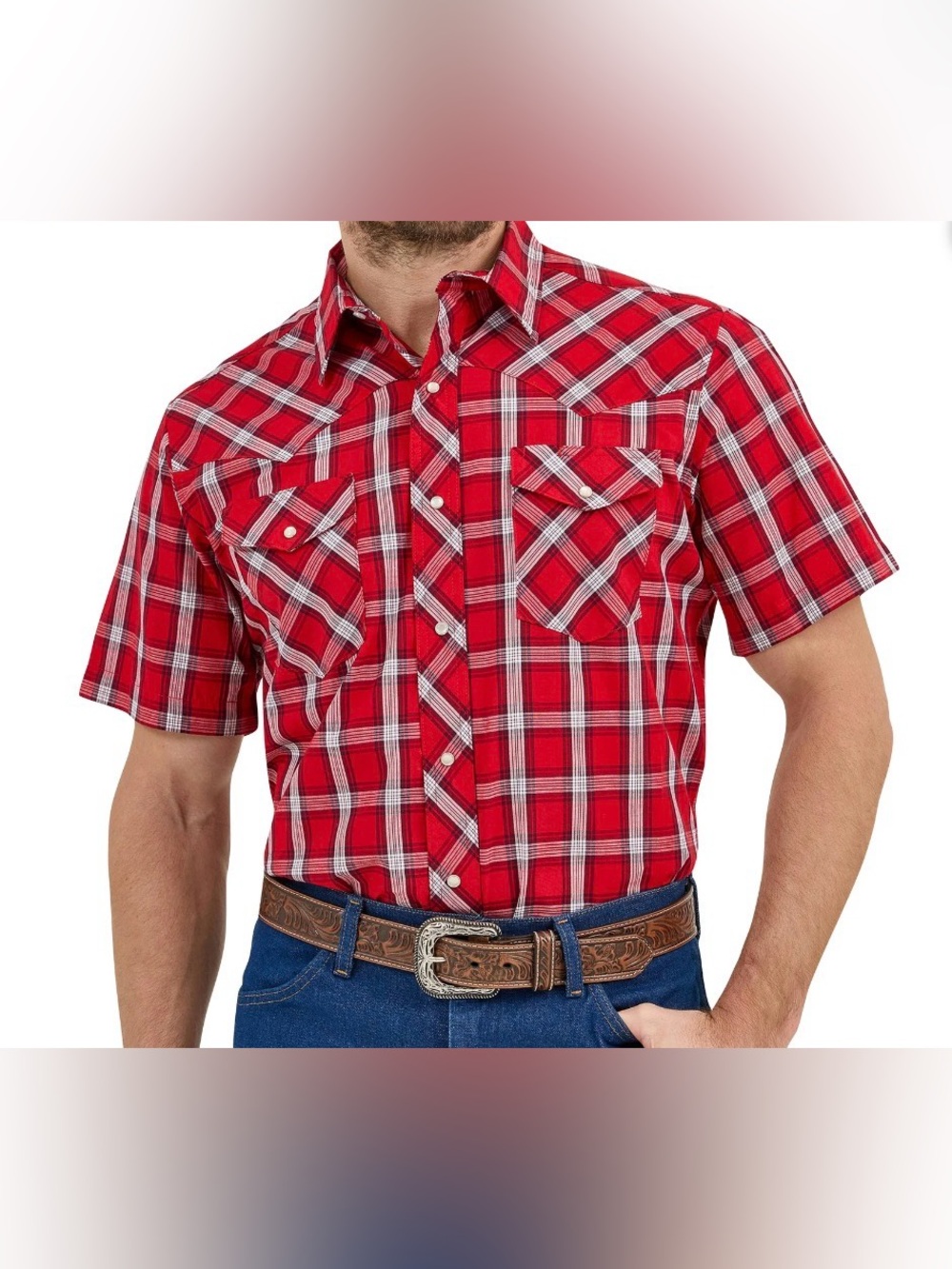 Wrangler Short Sleeve Western Shirt  Red XL